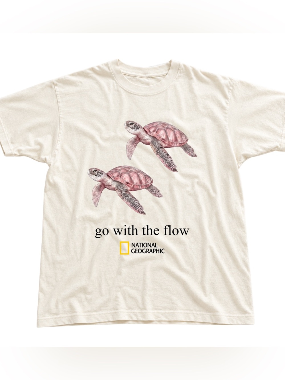 National Geographic Tee with Vintage Pink Sea Turtles